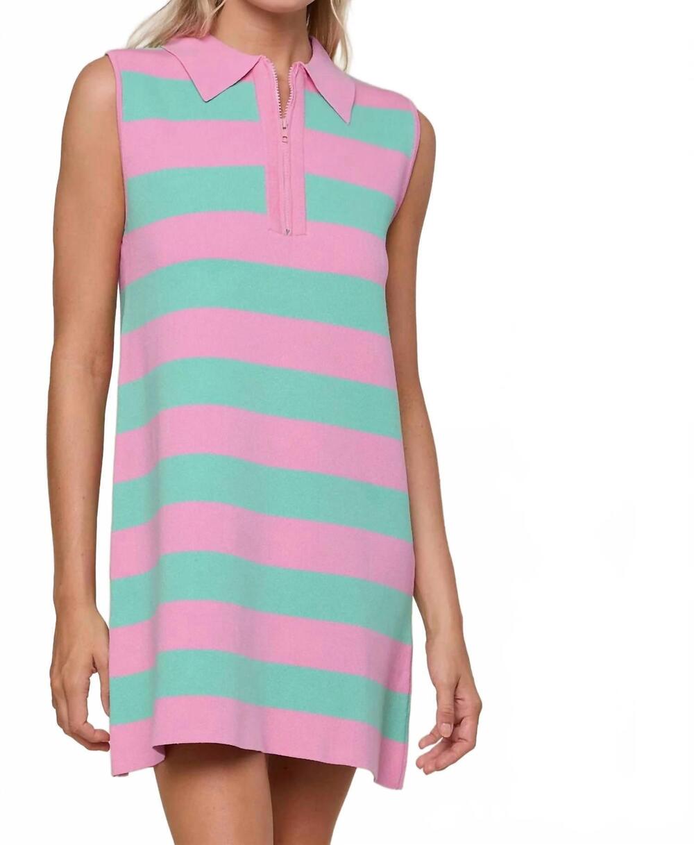 NEW WISHLIST april polo sweater dress in pink/ mint